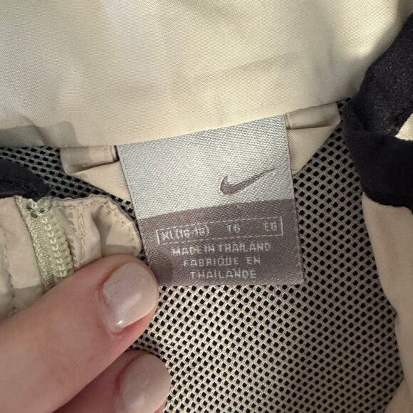 Vintage‎ Nike Men's Windbreaker Jacket Full-Zip Beige Cream Black Size XL - Picture 3 of 8